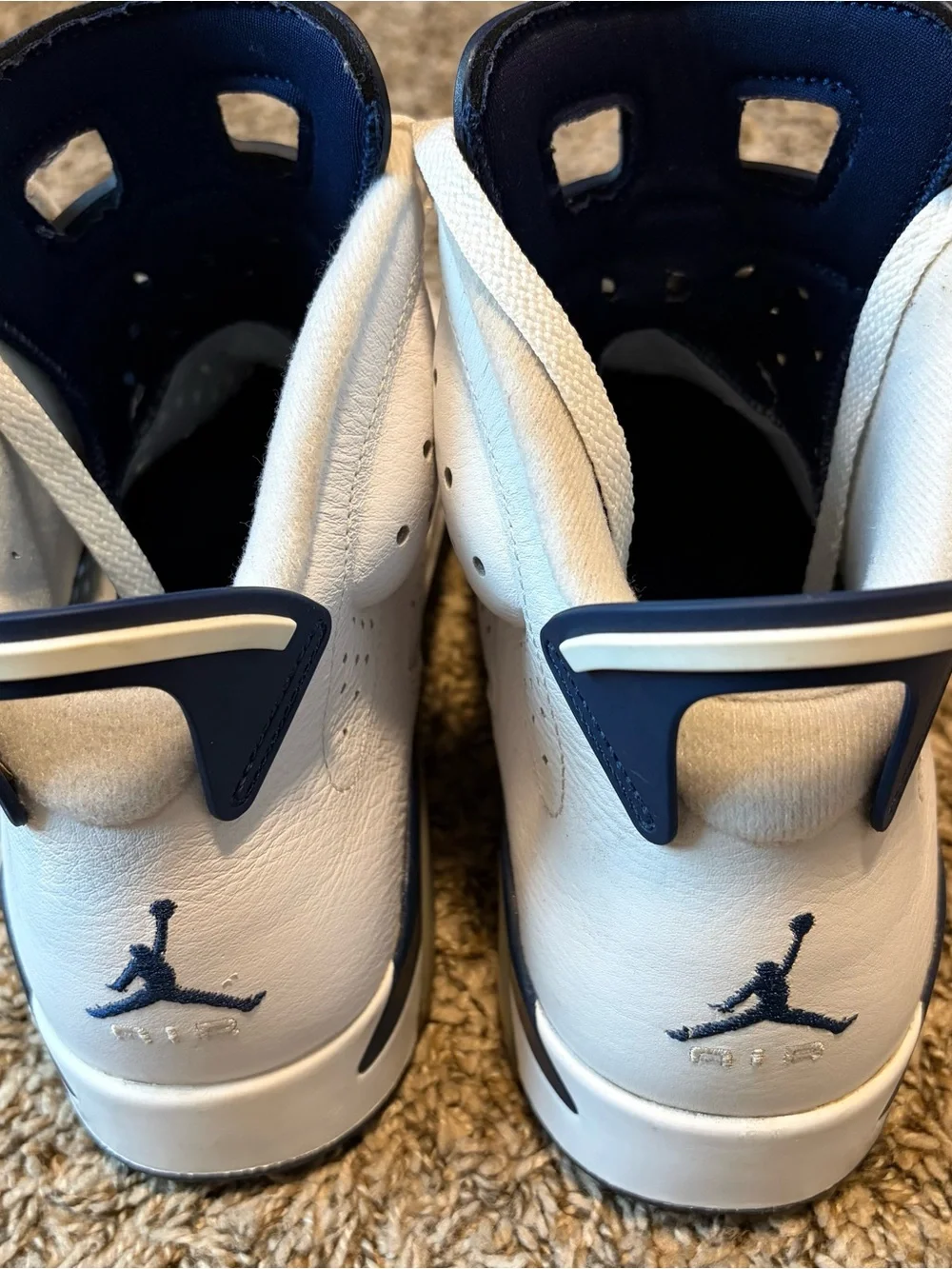 Jordan Men’s White and Navy High-Top Sneakers